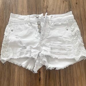 White jean shorts